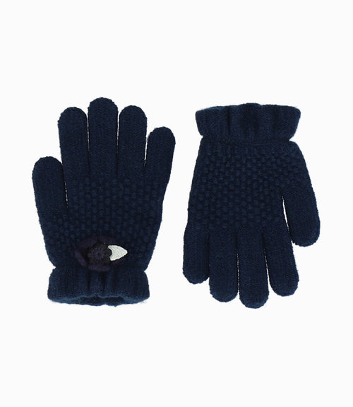 Guantes niña con flores Talla única / Azul Marino