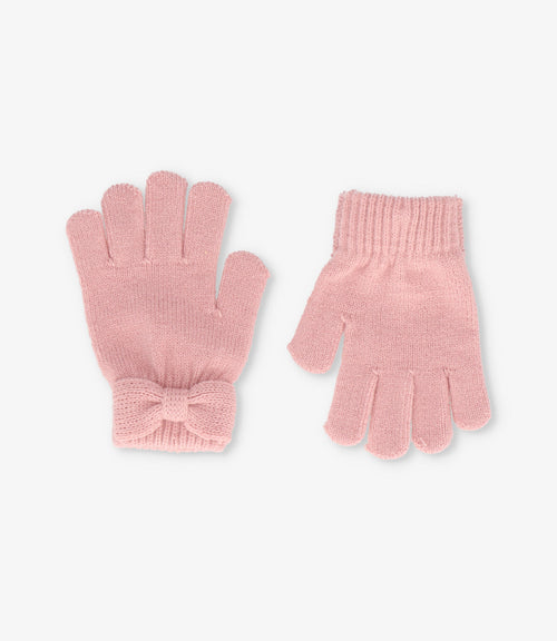 Guantes niña con lazo Talla única / Rosado