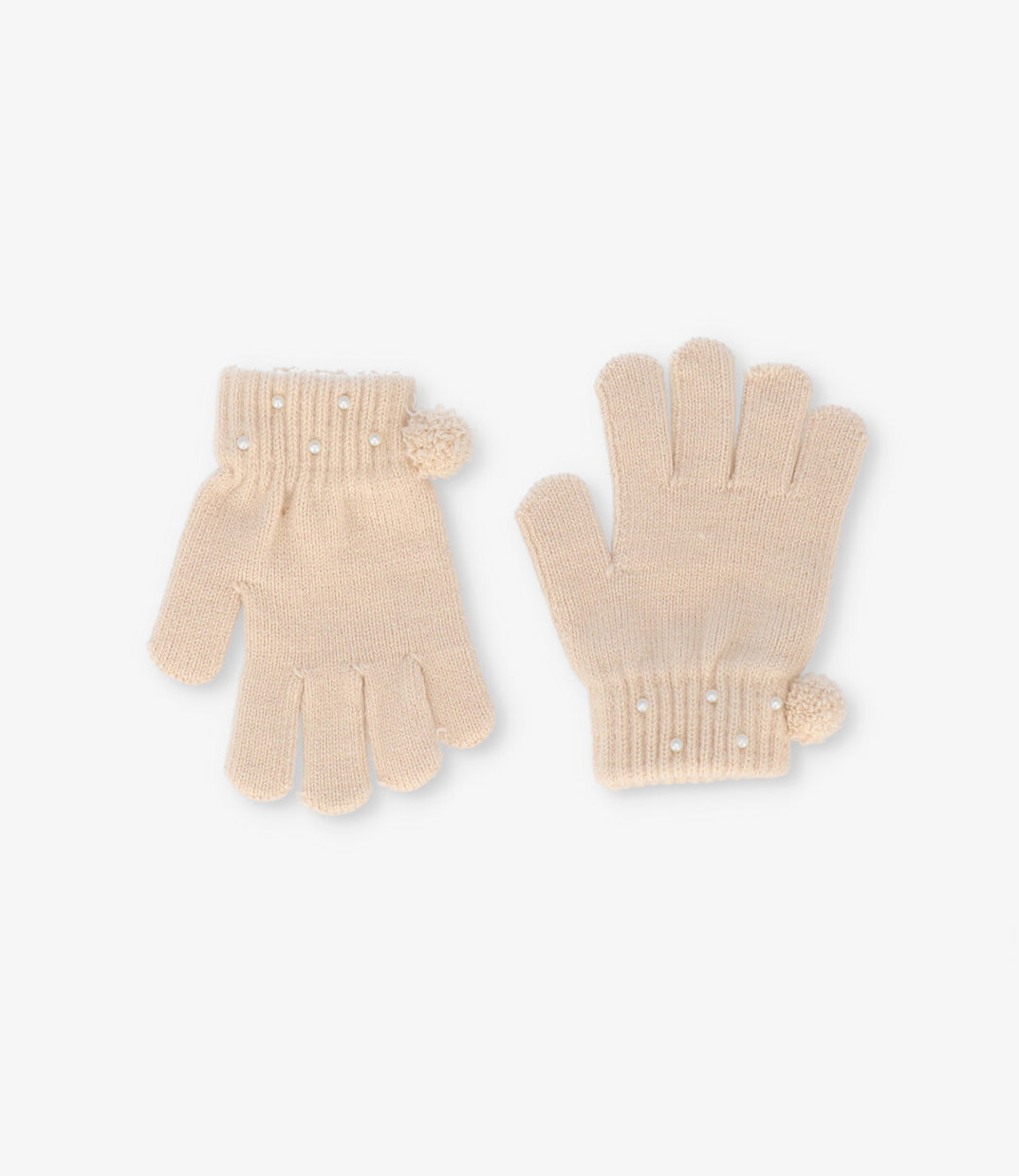 Guantes niña con perlas Talla única / Beige