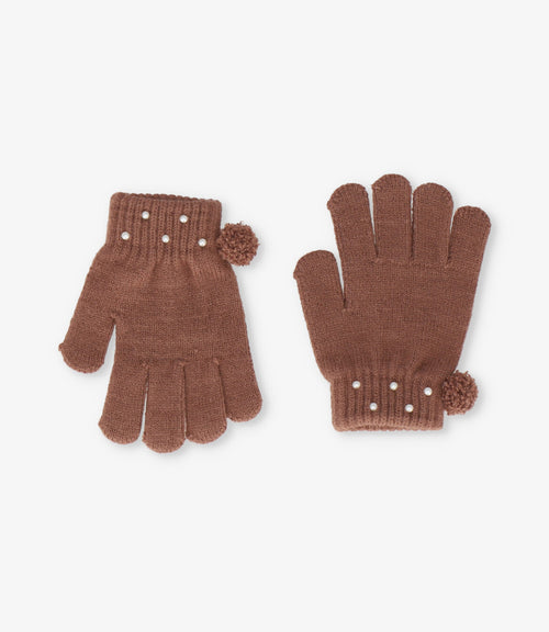 Guantes niña con perlas Talla única / Café