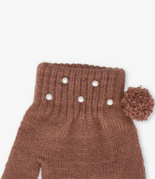 Guantes niña con perlas Talla única / Café