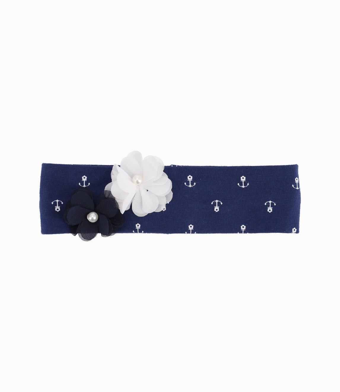 Cintillo Tela Niña Con Flores Talla Única / Azul Marino