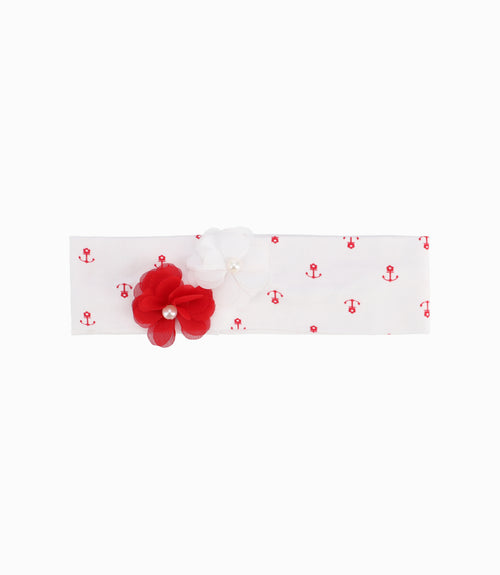 Cintillo Tela Niña Con Flores Talla Única / Rojo
