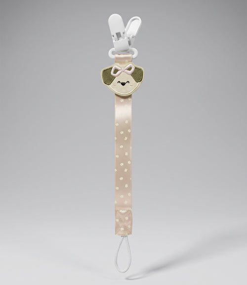 Porta chupete recién nacida con perrito Talla única / Beige