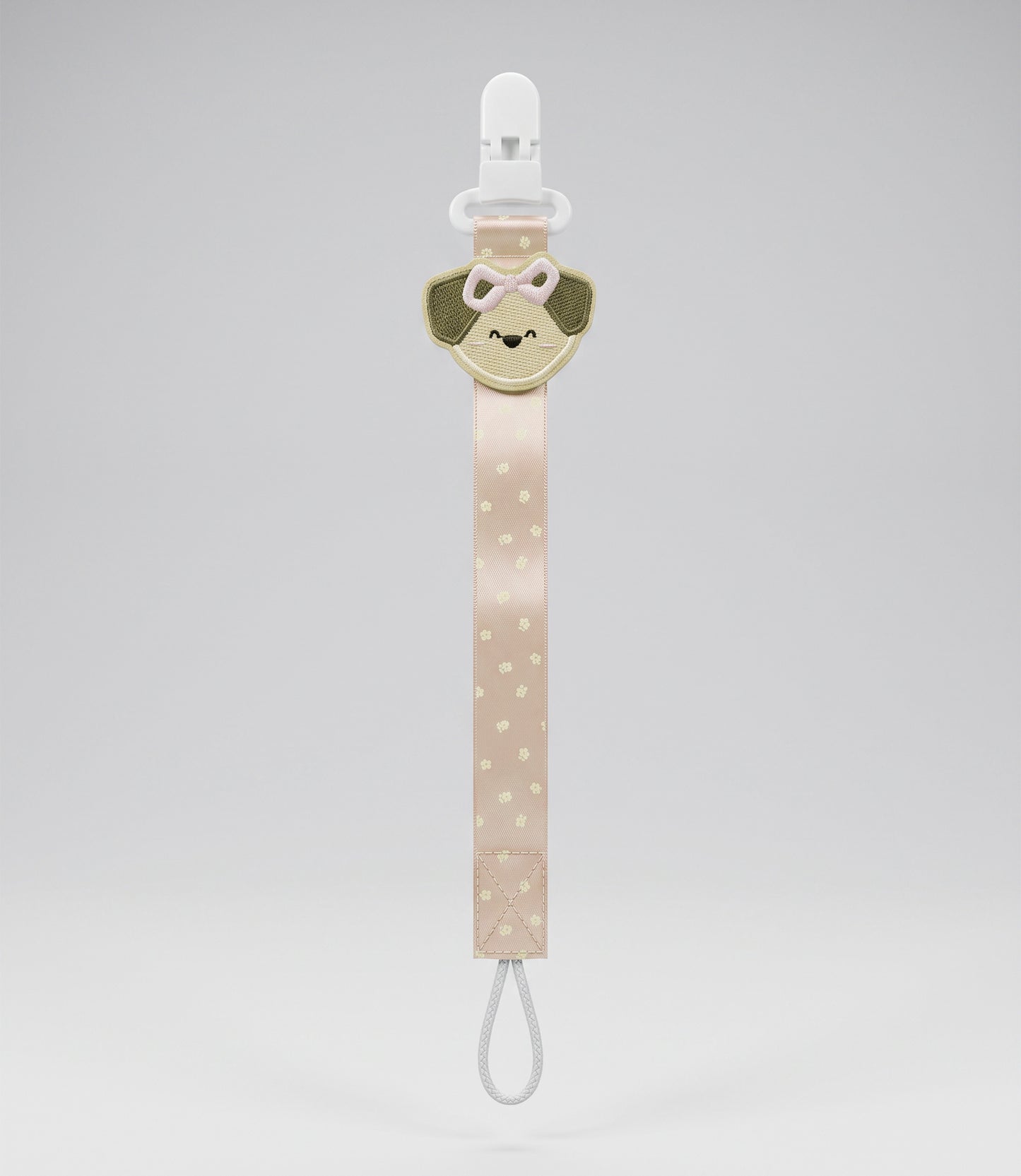 Porta chupete recién nacida con perrito Talla única / Beige