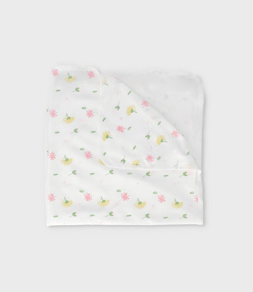 Manta recién nacida floreada Talla única / Blanco