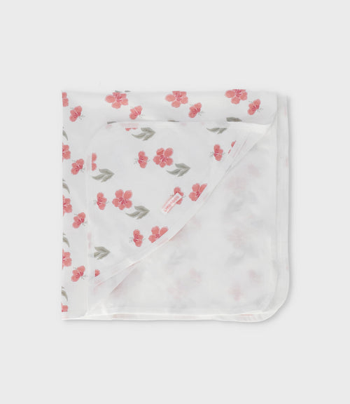 Manta recién nacida floreada con capucha Talla única / Crudo