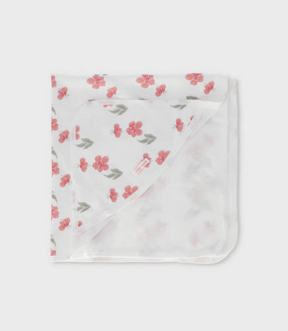 Manta recién nacida floreada con capucha