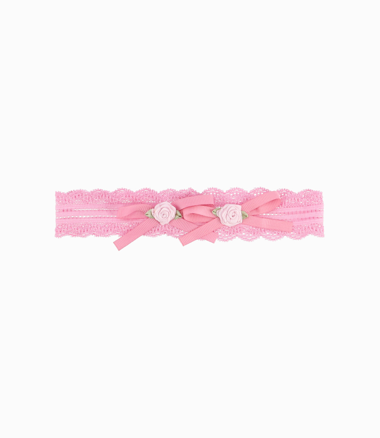 Cintillo Recién Nacida Con Flores Talla Única / Palo Rosa