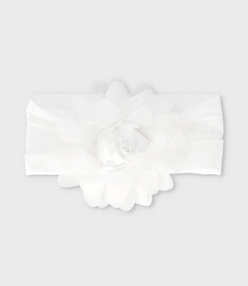 Cintillo recién nacida con flor Talla única / Blanco