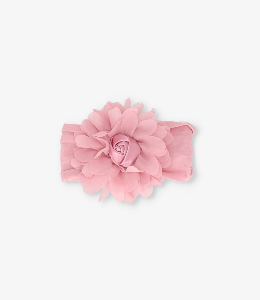 Cintillo recién nacida con flores Talla única / Palo Rosa