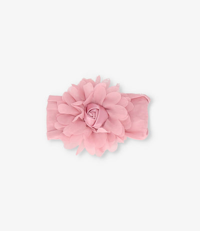 Cintillo recién nacida con flores Talla única / Palo Rosa