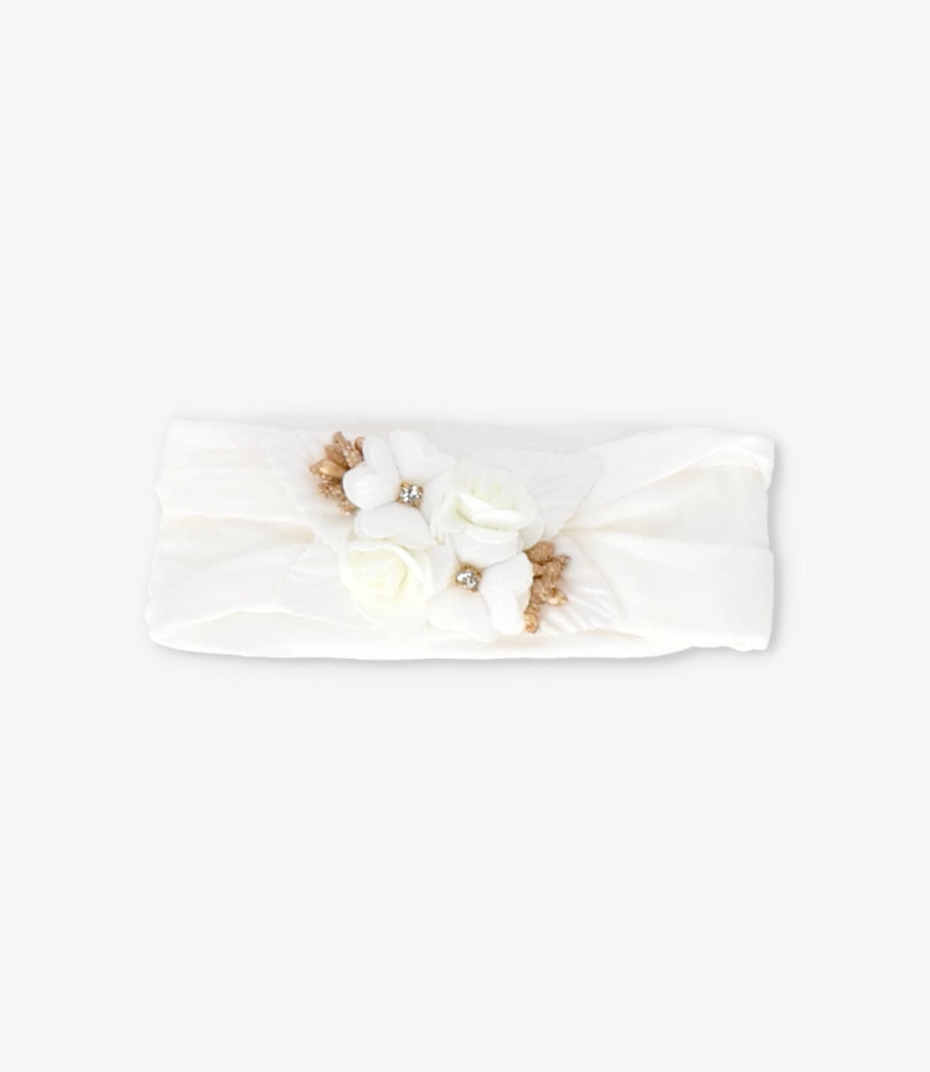 Cintillo recién nacida con flores Talla única / Crudo