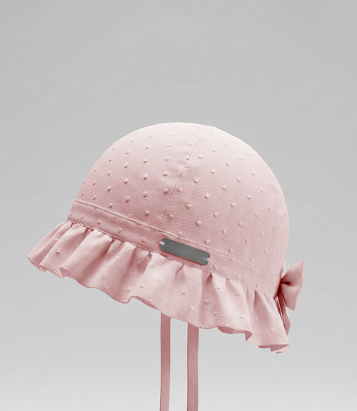Gorro recién nacida bucket con flores 0-6 meses / Rosado