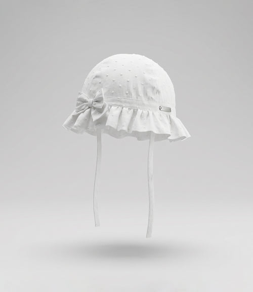Gorro recién nacida bucket con flores 0-6 meses / Crudo