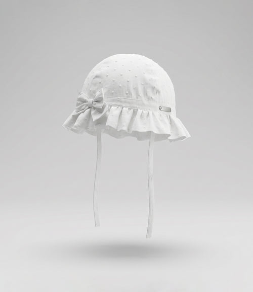 Gorro recién nacida bucket con flores 0-6 meses / Crudo