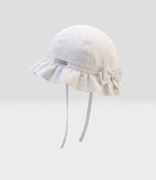 Gorro recién nacida bucket con flores 0-6 meses / Crudo