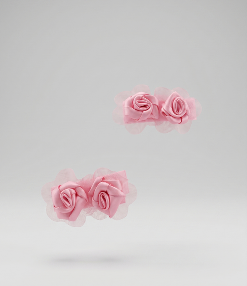 Pinche recién nacida con flores Talla única / Rosado