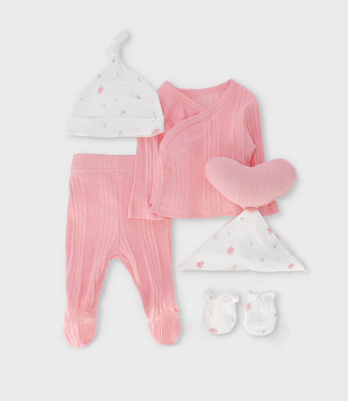Set general recién nacida 5 piezas 0-6 meses / Rosado