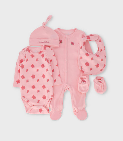 Set general recién nacida 5 piezas 0-3 meses / Rosado