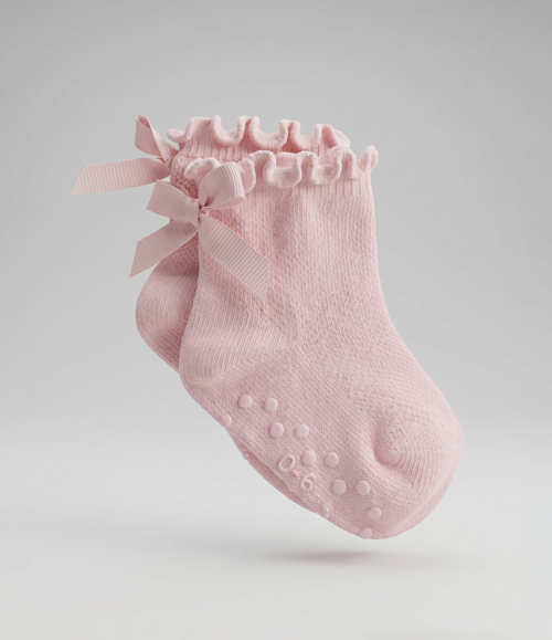 Calcetín recién nacida con lazo 0-6 meses / Rosado
