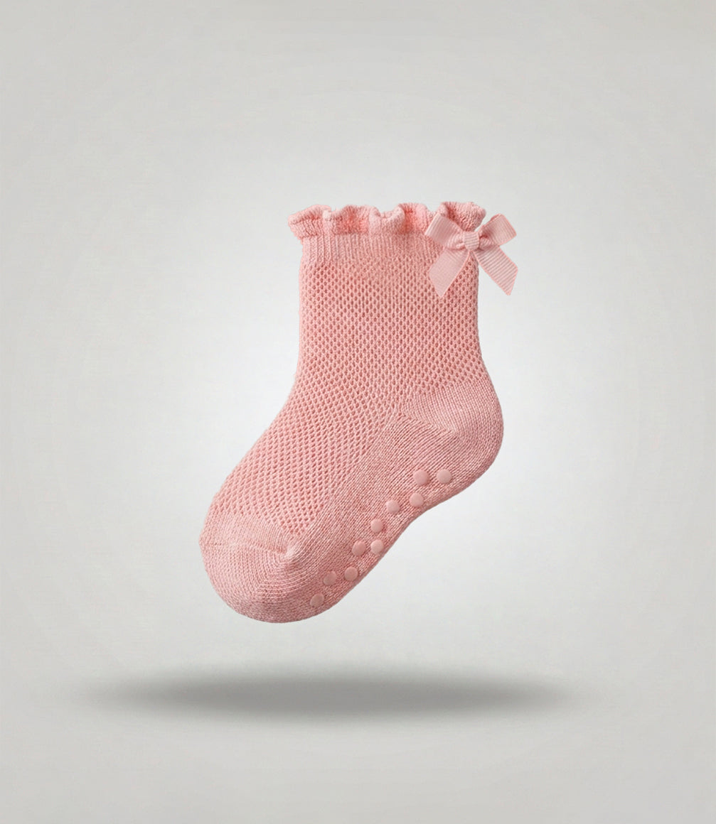 Calcetín recién nacida con lazo 0-6 meses / Rosado
