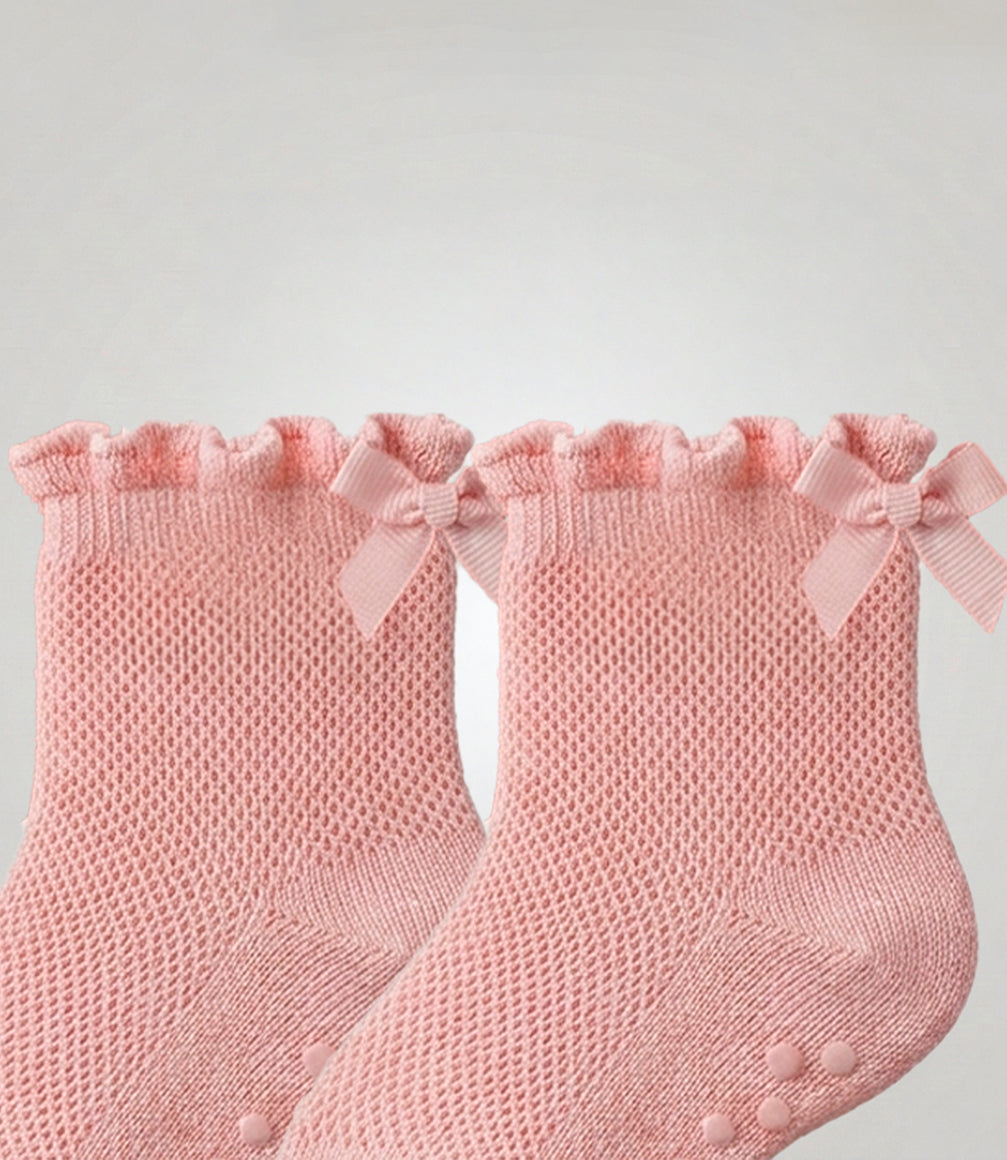Calcetín recién nacida con lazo 0-6 meses / Rosado
