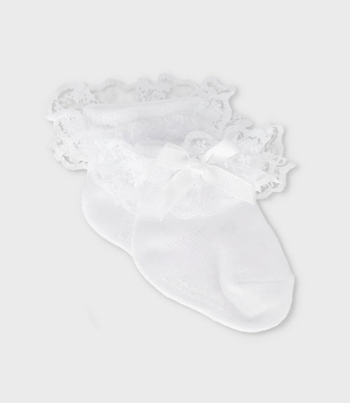 Calcetín recién nacida con lazo 0-6 meses / Blanco
