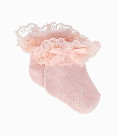 Calcetín recién nacida con lazo 0-6 meses / Rosado