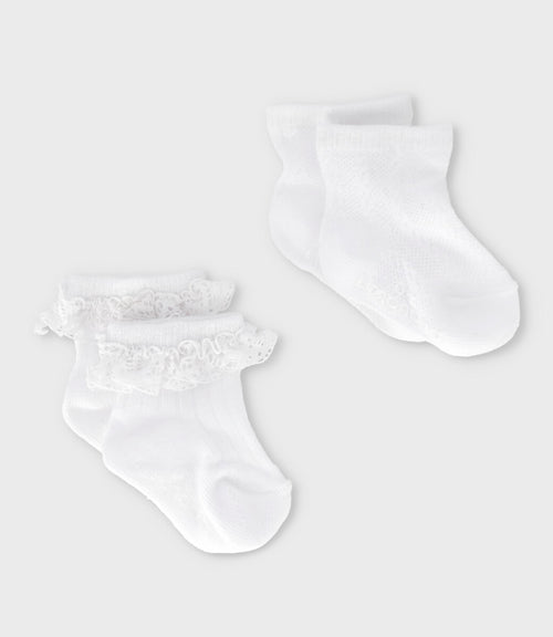 Pack calcetín recién nacida 2 pares 0-6 meses / Blanco