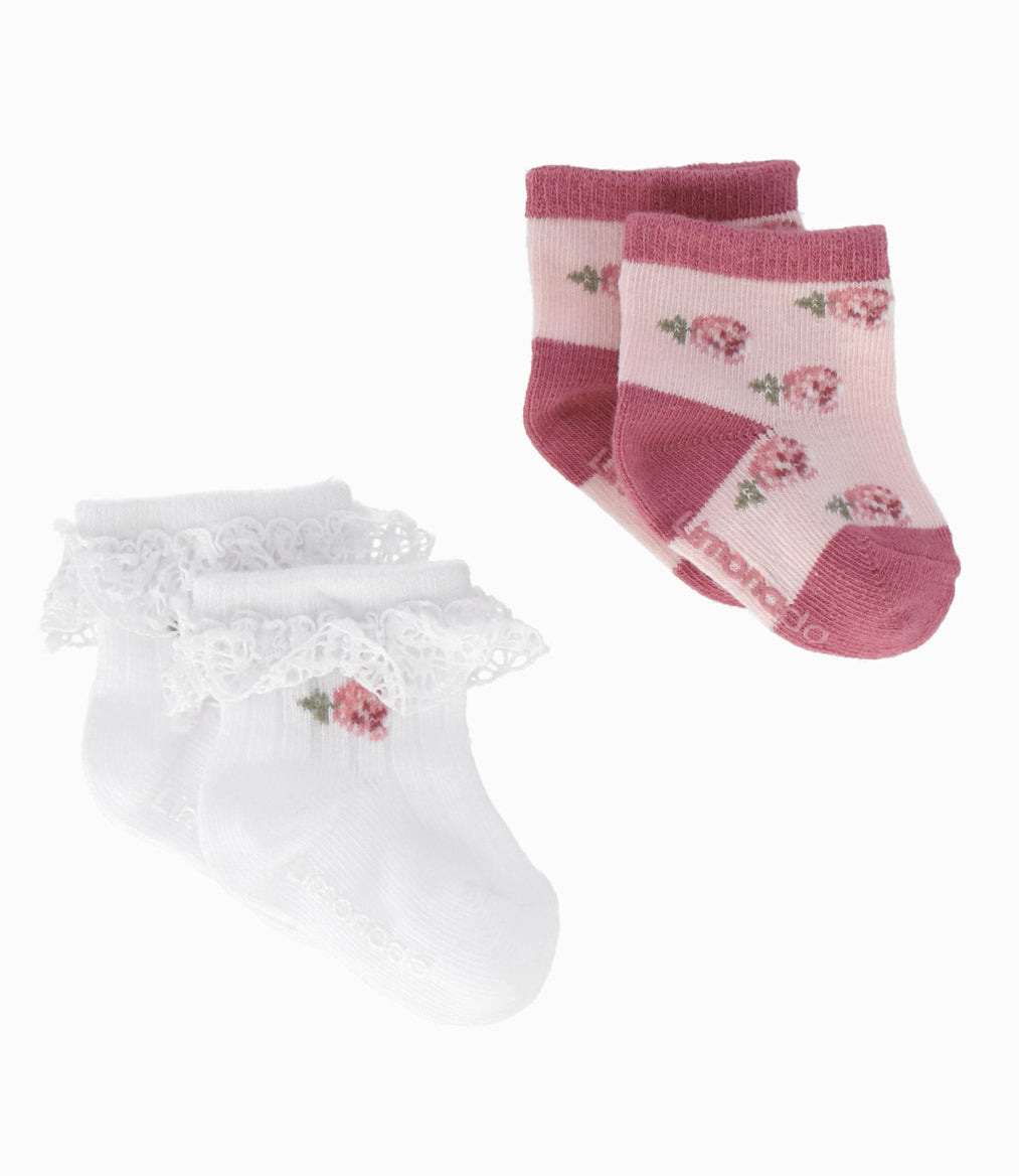Pack calcetín recién nacida con flores 0-6 meses / Rosado