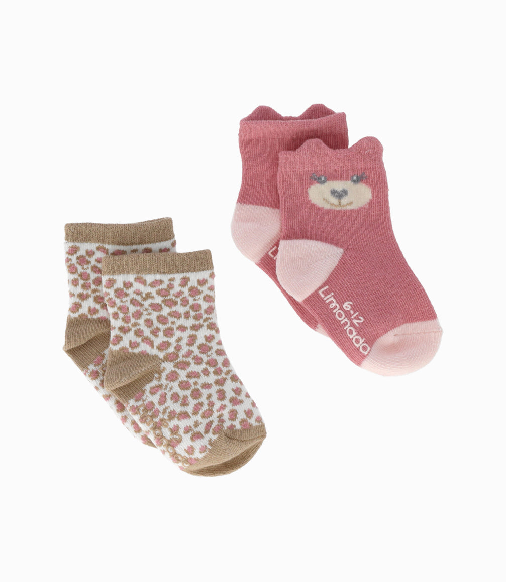 Pack calcetín recién nacida 2 pares 0-6 meses / Palo Rosa