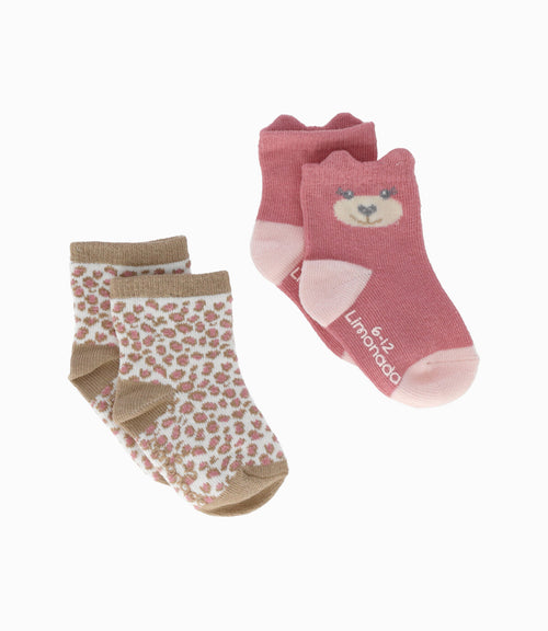 Pack calcetín recién nacida 2 pares 0-6 meses / Palo Rosa