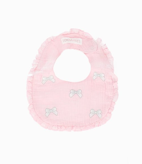 Babero recién nacida con lazos Talla única / Rosado