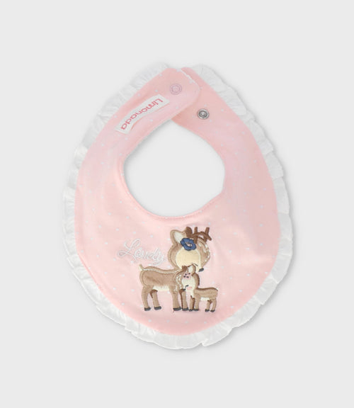 Babero recién nacida con ciervo y vuelos Talla única / Rosado