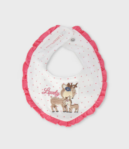 Babero recién nacida con ciervo y vuelos Talla única / Blanco