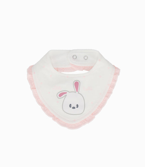 Babero recién nacida con conejo Talla única / Rosado