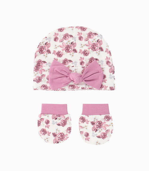 Pack recién nacida recién nacida de gorro y mitones Talla única / Palo Rosa