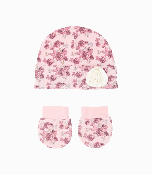 Pack recién nacida recién nacida de gorro y mitones Talla única / Rosado