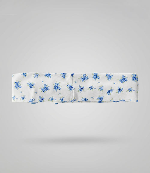 Cintillo de tela recién nacida con flores Talla única / Celeste