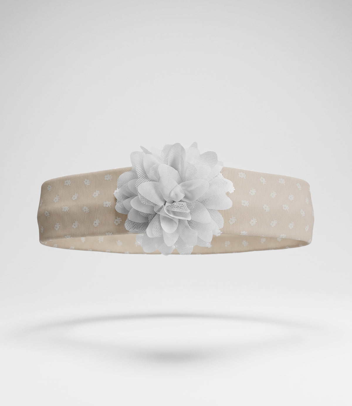 Cintillo de tela recién nacida con flores Talla única / Beige