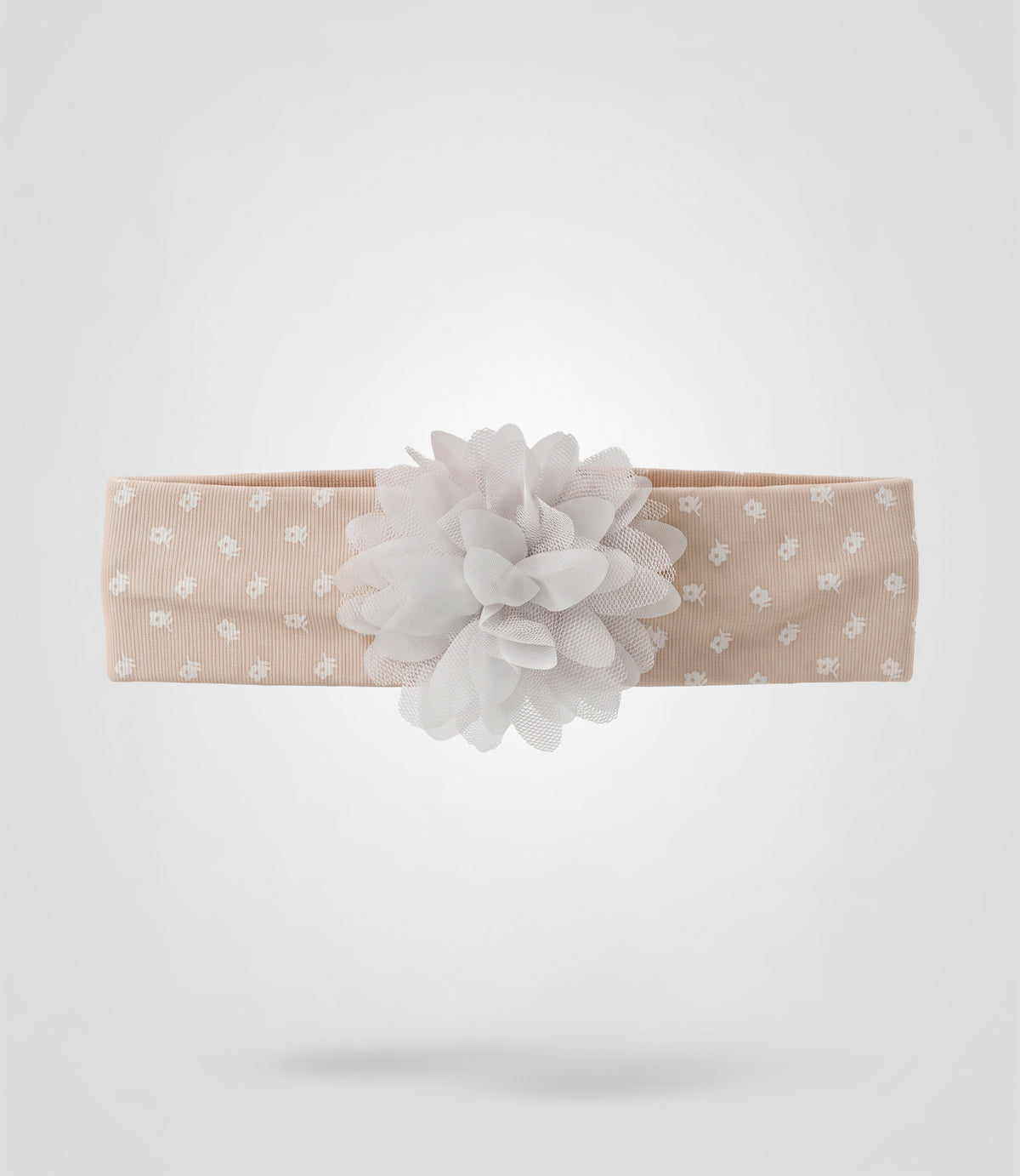 Cintillo de tela recién nacida con flores Talla única / Beige