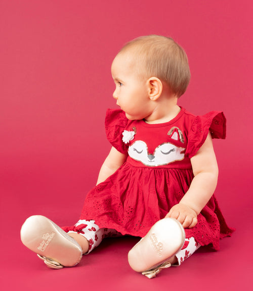 Conjunto recién nacida con flores y zorro