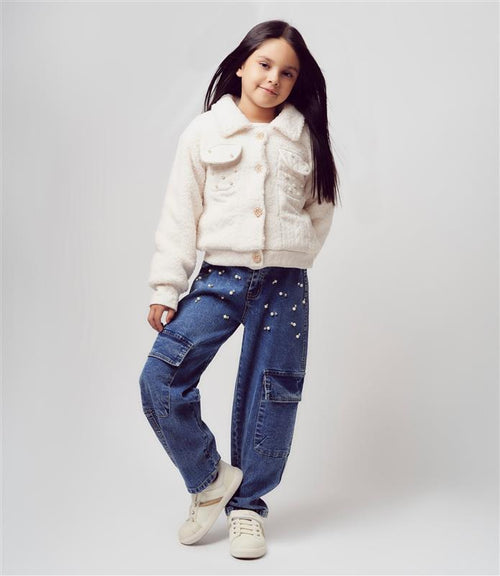 Jeans niña balloon con perlas