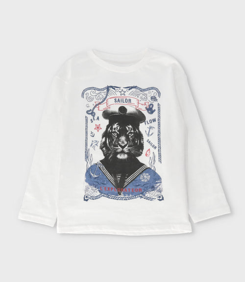 Polera niño con tigre 2 años / Blanco