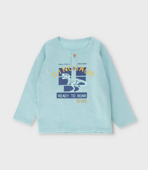 Polera niño con dinosaurio 2 años / Celeste