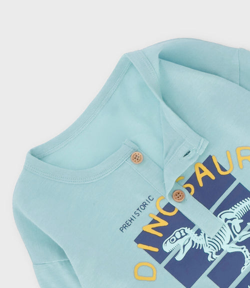 Polera niño con dinosaurio 2 años / Celeste