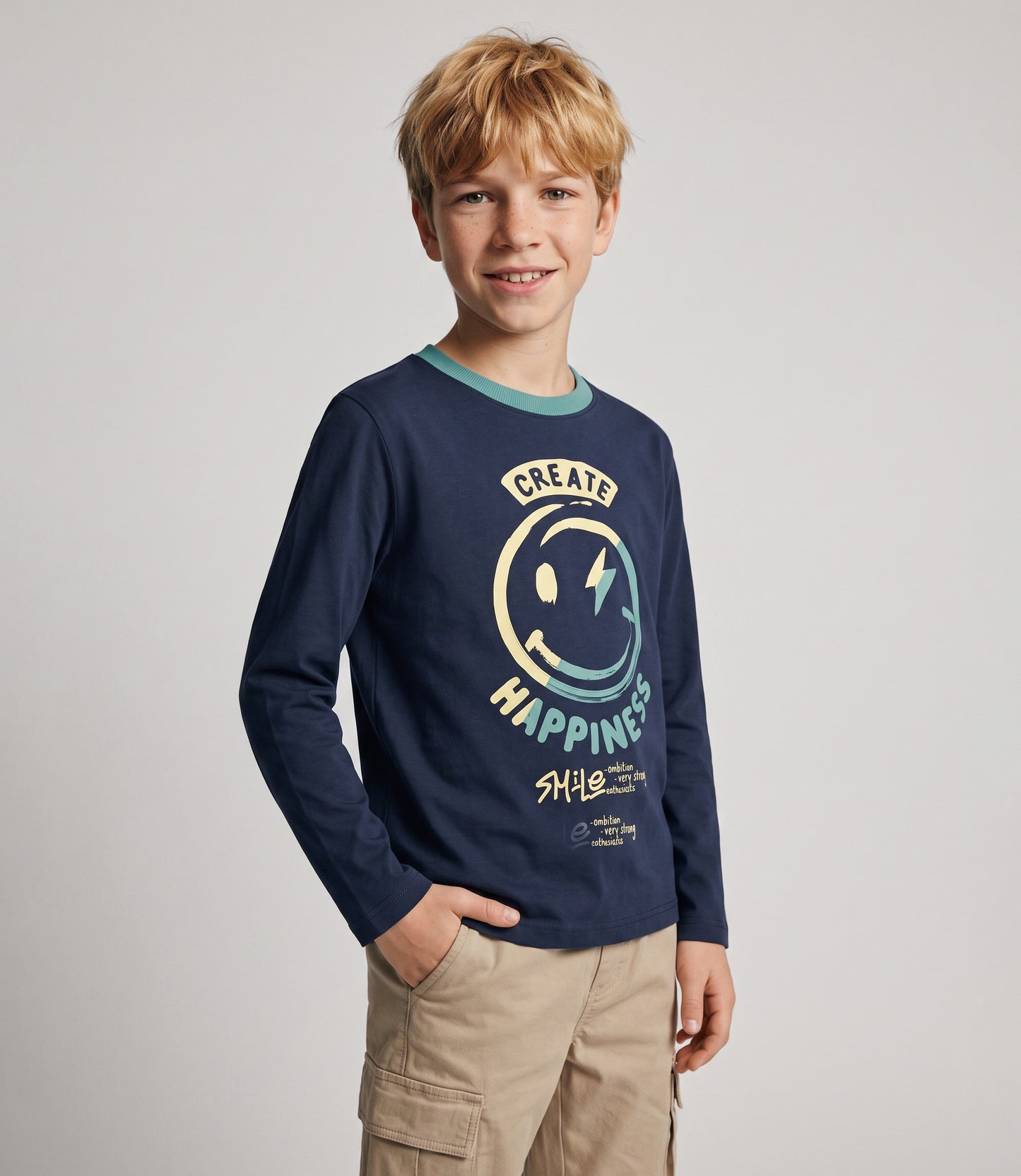 Polera niño happiness 2 años / Azul Marino