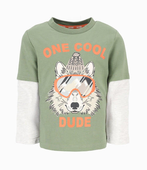 Polera niño con lobo 2 años / Verde