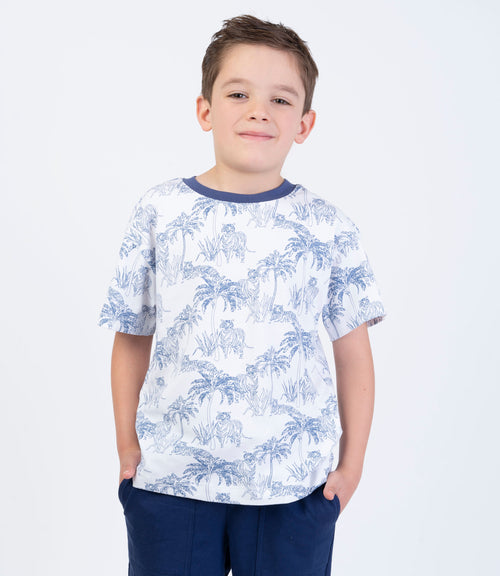 Polera Niño Palmeras Y Tigres 2 años / Blanco